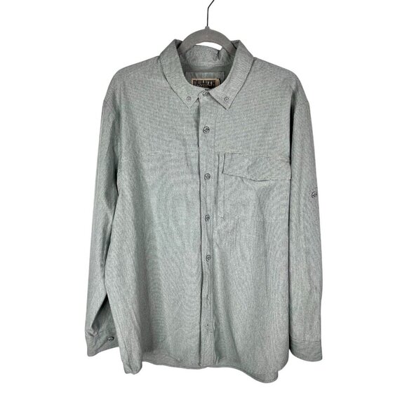 DULUTH Men's Light Gray Lightweight Button Down Shirt Large - Picture 1 of 5